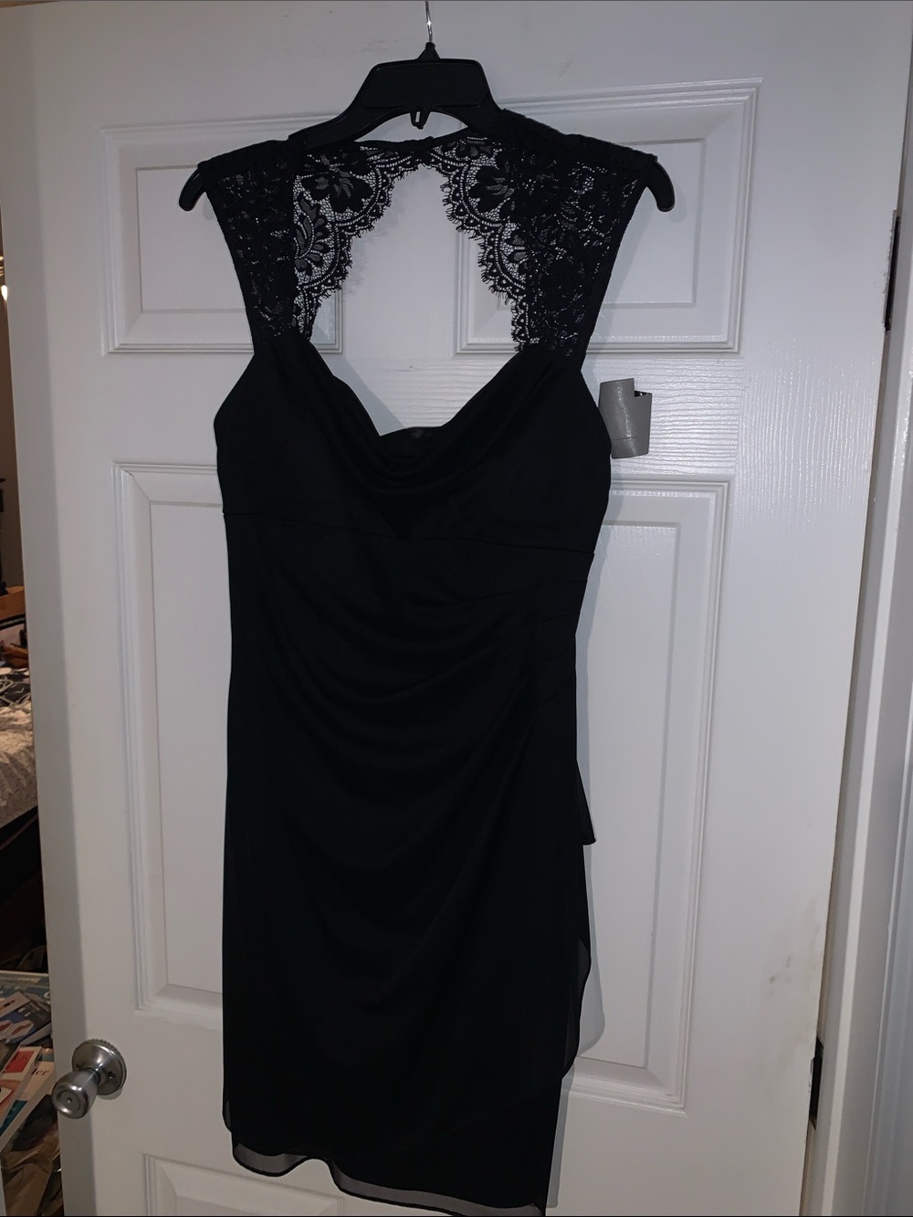 Elegant Black Lace-Back Cocktail Dress - Women size 12